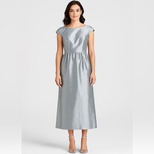 ALFRED SUNG D569 dupioni bateau neck maxi bridesmaid dress 10 Quarry (silver)